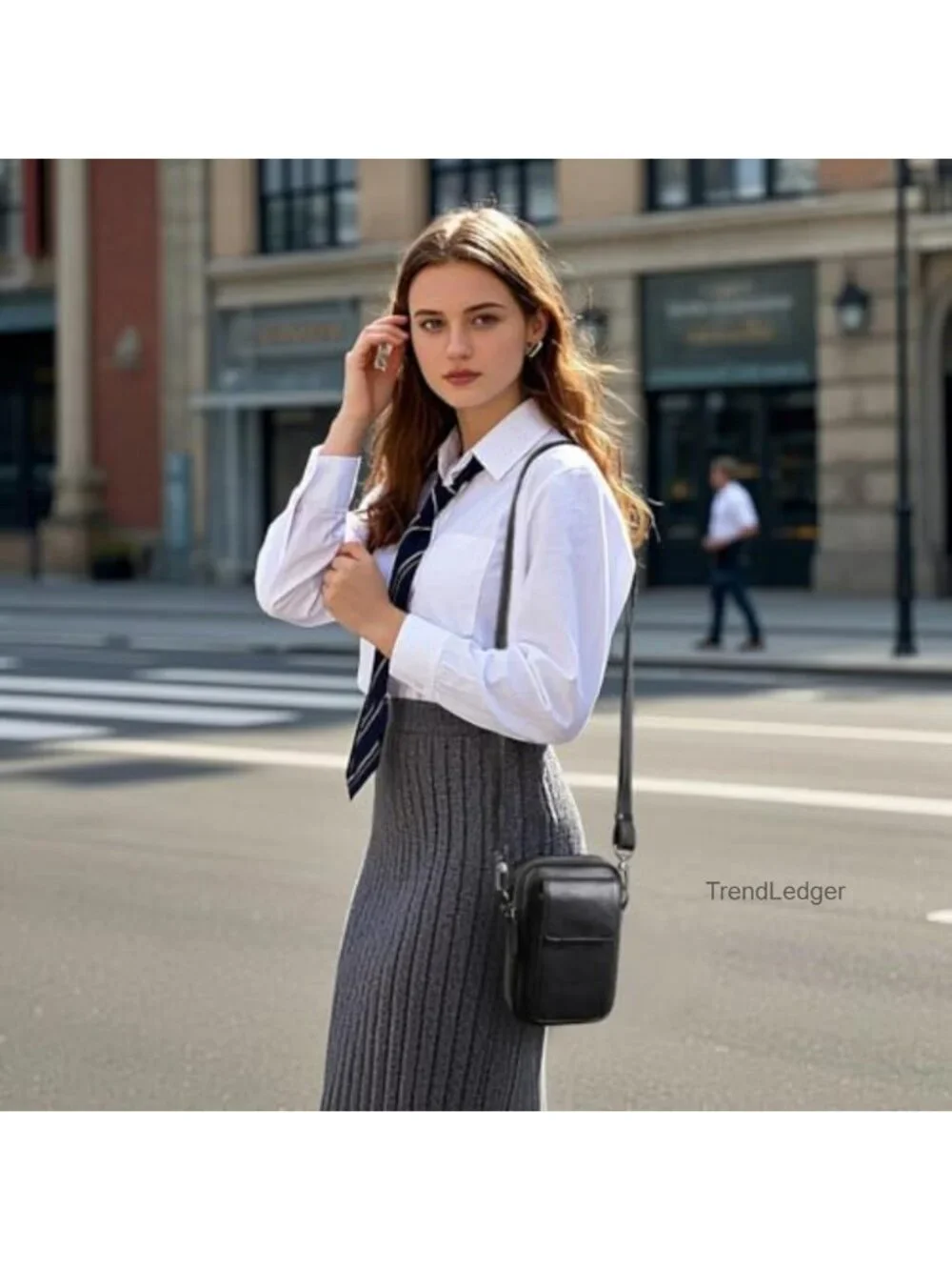 Genuine Leather Crossbody Bag Small Messenger Purse Adjustable Strap